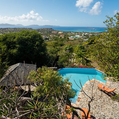 View from Upper Bedroom Deck Over Pool and Drake’s Channel